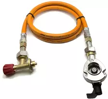LPG aukšto slėgio dujų žarna 1,5 m su 27 mm Clip-On adapteriu ir Campingaz 901 / 904 / 907 jungtimi