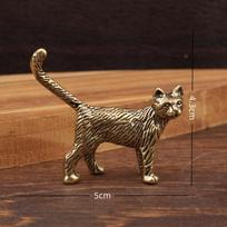 Creative Retro Brass Little Pet Cat Statue Interesting Mini Long-Tailed Cat Tabletop Ornament Miniature Home Decor Crafts Gift A1