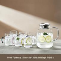 Boyiduo 2.1L High Borosilicate Glass Pitcher with 6 Cups