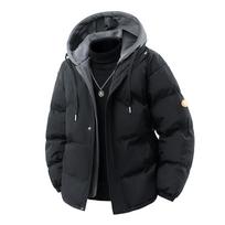 Vyriškas Parkas Storas Šiltas Žieminis Striukė Su Gobtuvu Dygsniuota Striukė Laisvo Kirpimo Madinga Laisvalaikio Medvilne Užpildyta Pūkinė Striukė Rudens Žiemos Viršutinė Apranga M juoda