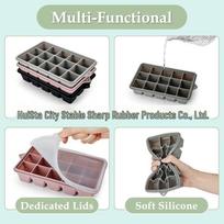 15-Grid Food Grade Silicone Ice Cube Tray with Lid
