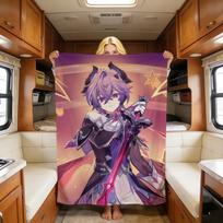 Durin Game Genshin Impact Cute Cool Chibi Warm Soft Plush Blanket Sofa Living Room Nap Home Bedroom Travel Gift Flannel Hogar GAIT50x75CM