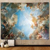 Sanzu Retro Renesanso Gobelenas | Plokščiai Spausdintas Baroko Angelo Plakatas Lubų Sienų Menas Miegamajam, Bendrabučiui, Svetainei 60X90CM white