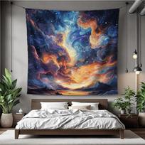 Psychedelic Galaxy Tapestry,Abstract Cosmic Nebula Wall Art, Colorful Trippy Space Cloud Decor For Bedroom, Aesthetic Gamer Room 70x100CM