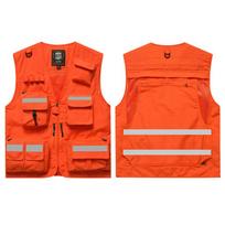 Hi Vis Workwear Safety Vest With Multi Pocket Emergency Rescue Volunteers Communication Safety Jacket Outdoor Work Clothing 5XL red