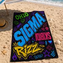 Gen Z Meme Beach Towel, Sigma Skibidi Ohio Rizz Neon Graffiti Microfiber Towel, Large Quick Dry Towel For Beach Swimming Pool Te 60x100cm