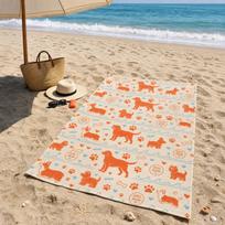 Dog Mum Beach Towel, Cute Dog Breeds Silhouette & Paw Print, Absorbent Quick Dry Towel For Dog Lovers, Summer Beach, Pool, Vacat 60x100cm