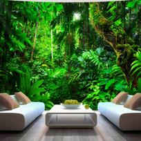 Lush Tropical Rainforest Wall Tapestry For Living Room Decor, Featuring A Vibrant And Dense Jungle Scene With Towering 100x150cm