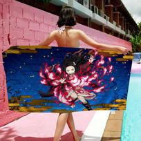 Nezuko Kamado Cartoon Microfiber Blanket Quick Drying Beach Towels Oversized Printing Super Absorbent Pool Towel Blanket Cotton 30x30cm