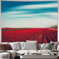 Floral Tapestry Wall Hanging Red Flower Field Backdrop Nature Aesthetic Decor Botanical Wall Art Room Divider Dorm Decor Vintage 70x100cm28x39in