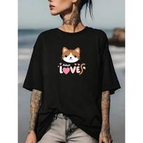 180G Ultra Soft  Adopt Love  Cat Graphic Tee - Perfect for Family Gatherings And Corporate Team Outings S juoda