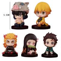 10 Style/Set Q Version Demon Slayer Sitting Ghost Doll Tanjiro Nidouzi Inosuke Zenizu Figure Action Figure Movie Model Toys Doll