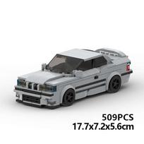 Kūrybinės statybinės kaladėlės MOC E36 Žaislinio automobilio modelis 8 takeliai Berniukams Lenktyninis automobilis M3 Kaladėlės gray