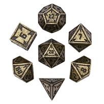 Cusdie New Metal DnD Dice Set Minimalist Rhomb Pattern D4-D20 Polyhedral Dice for D&D Pathfinder Tabletop RPG Board Games bronza
