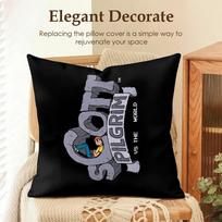 Cartoon S-Scott P-Pilgrim Cushion Cover Natural Linen Organic Fabric Double-Sided Printing Sofa Home Decor Gift Pillow Case Peach skin 18*18(CM)-1Pcs