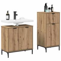 Bathroom Furniture Set 2 pcs Artisan Oak Plywood and Metal