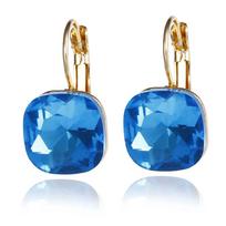 Girls Square Crystal Rhinestone Trendy 6 Colors Drop Earrings Wedding Jewelry Fashion Ear Studs mėlyna