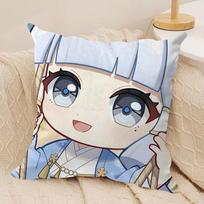 Kamizato Cute Genshin Impact Cushion Cover Silky Short Plush Invisible Zipper Dustproof Sofa Pillow Case For Home Decor Peach skin 18*18(CM)-1Pcs