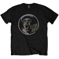Official Elton John Distressed Circle Logo Unisexs Black T Shirt Elton John Tee S