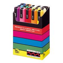 Posca Mitsubishi Pencil Medium Round 15 PC5M15C Water-Based Pen, Tip, Nib, Colors,