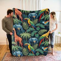 Minkštas didelės raiškos tropinių gyvūnų rašto vilnos pledas, minkštas, pralaidus orui poliesteris, puiki dovana, tinkamas visais sezonais 70x100cm28x39in