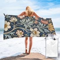 Framed William Morris Botanical Bliss Beach Towel Soft Microfiber Quick Dry Absorbent Quick Towels For Mountain Climbing 70x140 cm