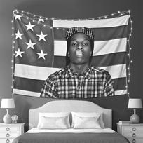 1 vnt. A-Asap Rocky Amerikos vėliavos gobelenas, Hip Hop sienos dekoras, Ryškus dizainas svetainei, miegamajam, bendrabučiui, biurui, repo muzikos gerbėjui 40X60CM gray