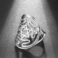 Dawapara Hecate Wheel Ancient Greek Goddess Adjustable Ring Magic Symbol Kabbalah Amulet Stainless Steel Jewelry resizable