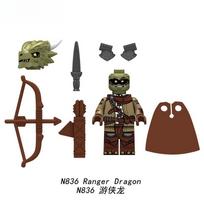 Medieval Castle Soldier Action Figures Building Block Dragon Anime Knight Accessory Warhorse Militia Helmet Shield Toy Gift