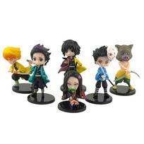 6pcs Anime Demon Slayer Figure Nezuko Tanjirou Zenitsu Inosuke Kyoujurou Giyuu Kawaii Qposket Figural PVC Model Toy Collect Gift