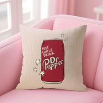 Cherry Drink D-Dr-P-Pepper Cushion Cover Natural Linen Pillow Case Double-Sided Print Decorative Sofa Pillowcase Home Decor Gift Peach skin 18*18(CM)-1Pcs