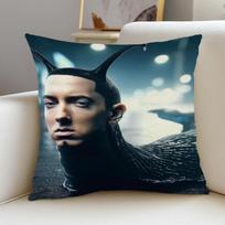 1Pc Eminem Alien Meme Print Throw Pillow Cover, 2D Double-Sided Polyester Cushion Case, Funny Rapper Decor Pillow, Gift For Hip Peach skin 18*18(CM)-1Pcs