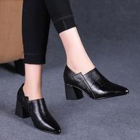 Fashion New Spring Thick-heeled Women's Chelsea Boots Wild Mid-heel Pointed Toe Women Boots Spring and Autumn High-heeled Female Boots 5 juoda