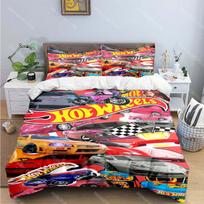 3D Fashion Cartoon Hot W-Wheels Print Bedding Sets Bed Supplies Set Duvet Cover Bed Comforter Set Bedding Set Luxury Gift EU Single 135x200cm blue