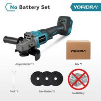 YOFIDRA 125mm Brushless Angle Grinder 3 Gears Cordless Metal Wood Grinding Polishing Cutting Tool For Makita 21V Battery Pin NO Battery