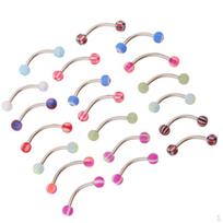 20 Pieces Acrylic Lip Ring Curved Barbell Eyebrow Stud 18g/1.2mm Bar Style 1