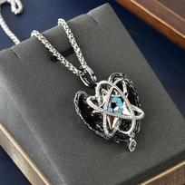 Galaxy Orbit System Love Wings Interstellar Irregular Three-layer Inlaid Zircon Pendant Necklace 60CM(Necklace Long)