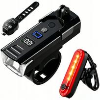 Dviračio priekinis ir galinis žibintas su nuotolinio valdymo pultu, signalu, 1200 lm, 2000 mAh