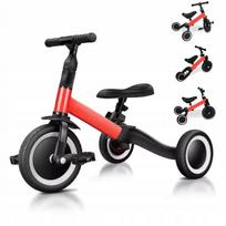 Balansinis dviratukas 4-in-1, raudonas, su 2 arba 3 ratukais ir pedalais