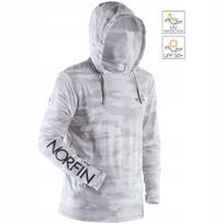 Vyriški pilki Norfin Sun Pro Guard marškinėliai su gobtuvu, UPF, XL dydis