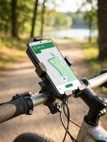 Tvirtas dviračio telefono laikiklis su 360° pasukama galvute