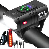 Dviračio žibintų LED rinkinys, įkraunamas USB, priekinis ir galinis, IPX6