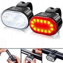 Dviračio LED žibintai priekiniai ir galiniai, USB įkrovimas, ryškūs