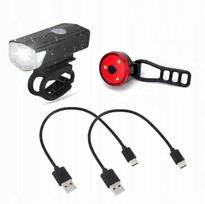 Dviračio žibintų rinkinys su LED, priekinis ir galinis, atsparus vandeniui
