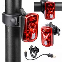 Dviračio galinis LED žibintas su USB įkrovimu ir laikikliu