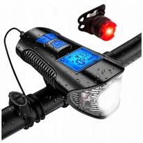 Dviračio žibintas su spidometru, signalu ir LED, 5 viename