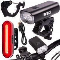 Dviračio žibintų rinkinys LED, priekinis ir galinis, IP65, 4400mAh, 360° sukimasis