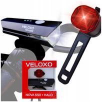 Dviračio žibintų rinkinys VELOXO Nova, 550 lm, USB įkraunami, priekinis ir galinis LED
