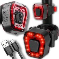 Dviračio galinė LED lempa, raudona, įkraunama USB, atspari vandeniui