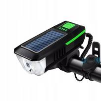 Dviračio žibintas su saulės įkrovimu, LED, USB, signalu